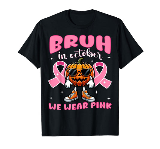 Breast Cancer Awareness For Girls Boys Kid Halloween Pumpkin T-Shirt