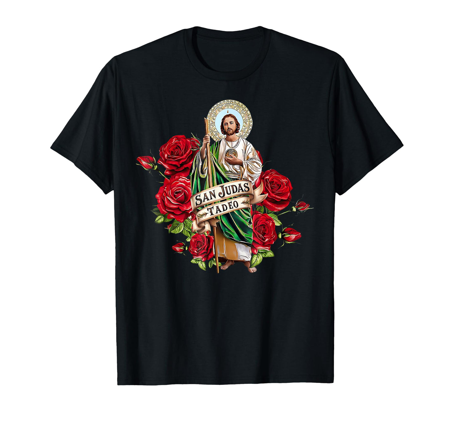 Girls Women Red Roses San Judas Tadeo Con Bandera De Mxico T-Shirt
