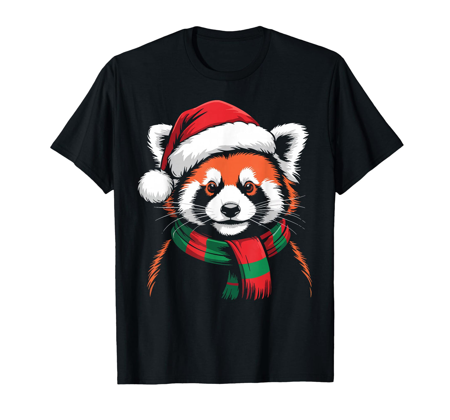 Red Panda Xmas Santa Hat Scarf Christmas Costume T-Shirt