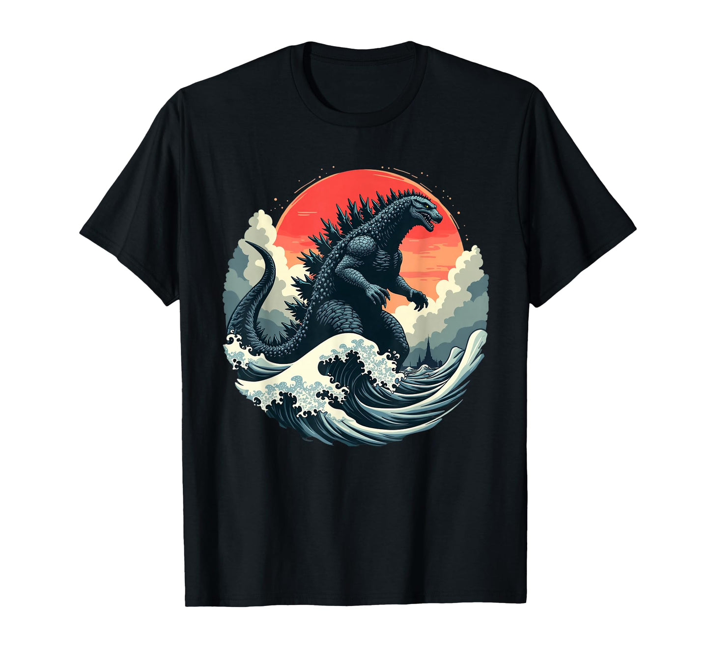 Vintage Japanese Kaiju Monster The Great Wave Off Kanagawa T-Shirt