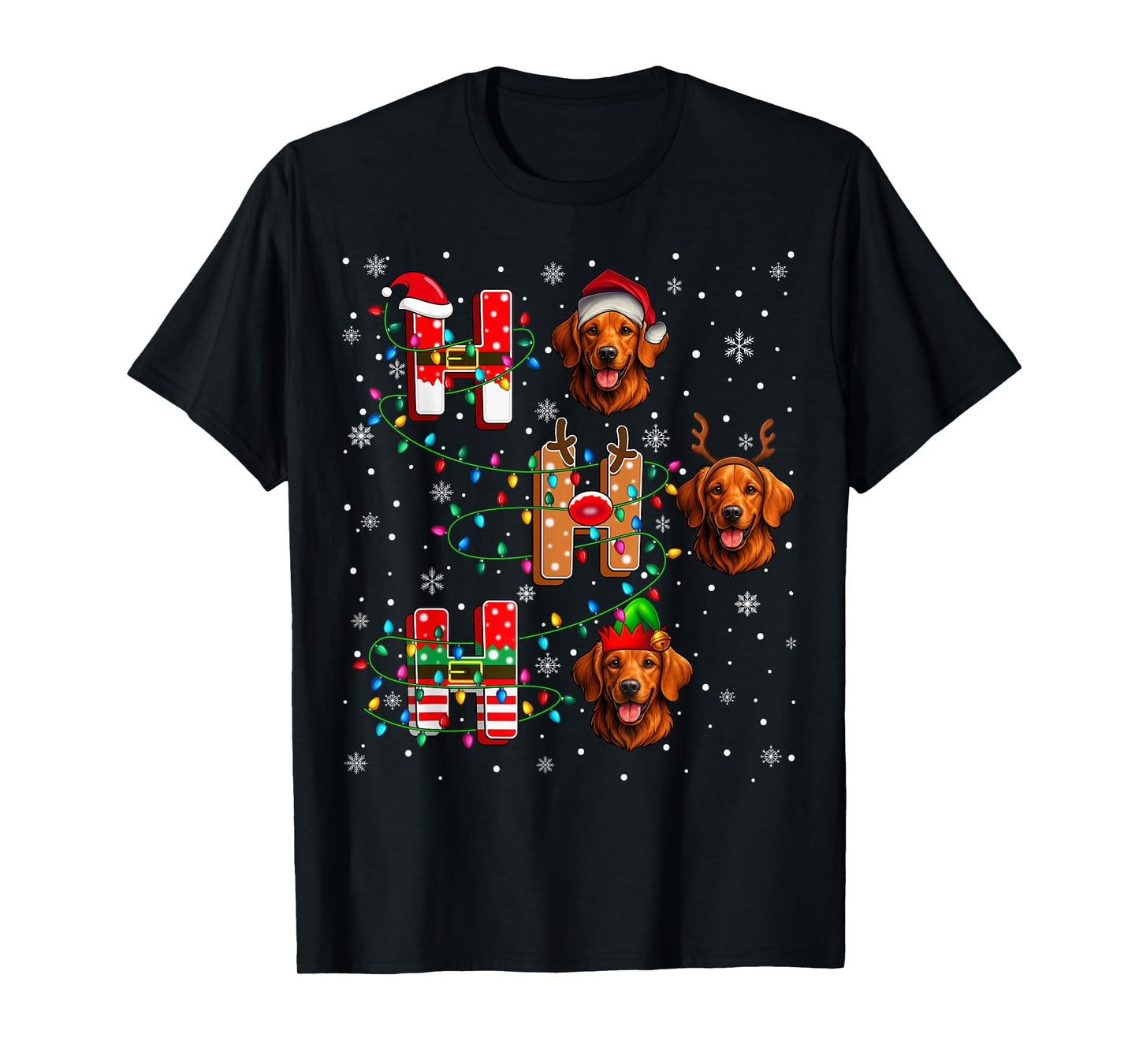 Ho Ho Ho Santa Hat Elf Chesapeake Bay Retriever Dog Xmas T-Shirt