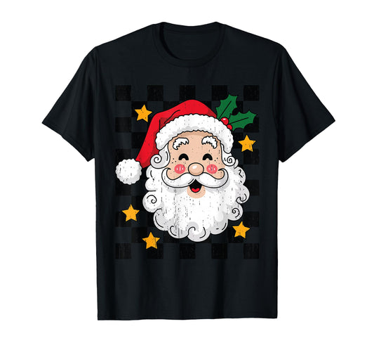Cute Santa Claus Face Christmas Funny Old Fashioned Xmas T-Shirt