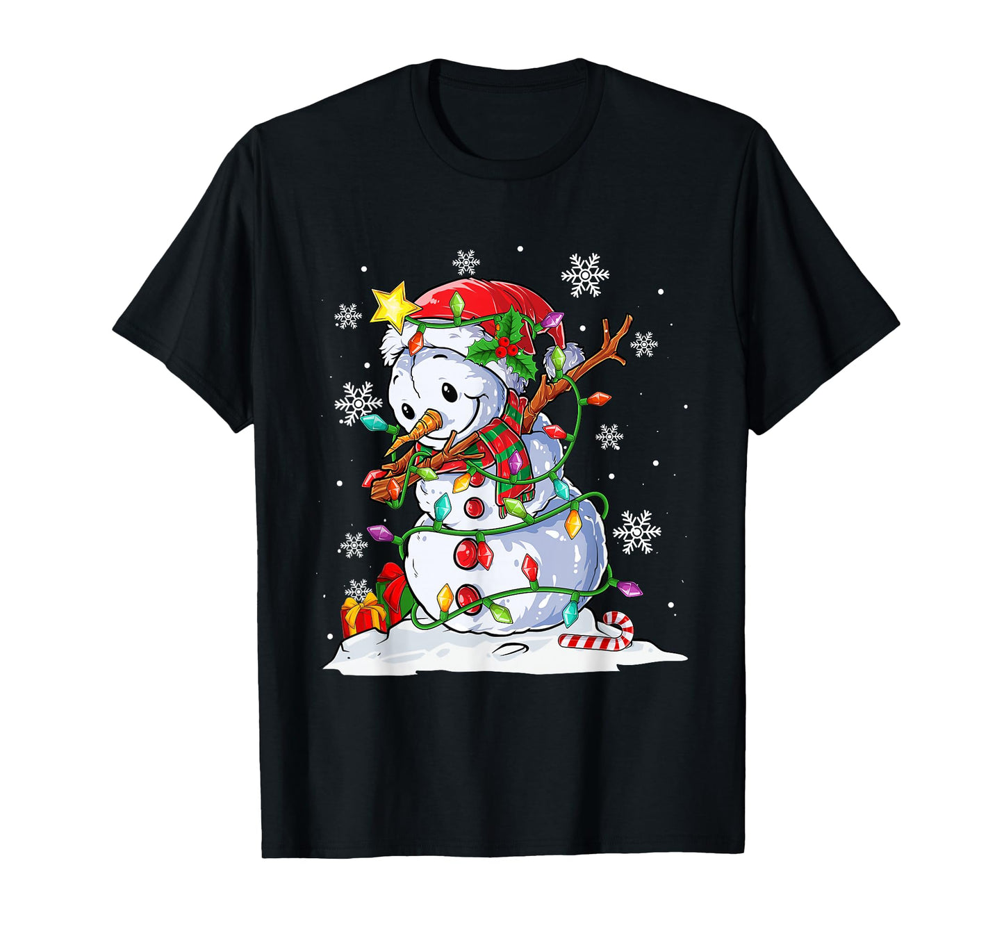 Christmas Dabbing Snowman Santa Light Gifts Men Kids Boys T-Shirt