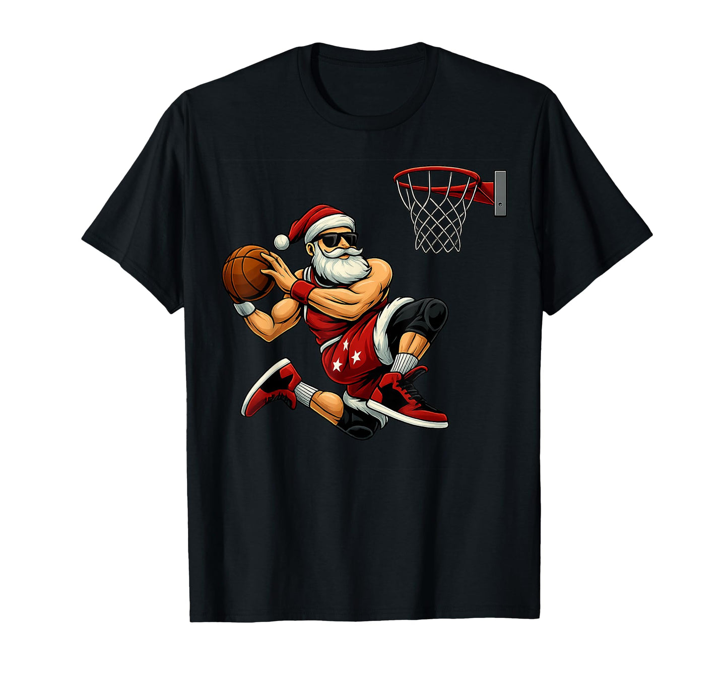 Santa Claus Playing Basketball Christmas Tees Men Boys Gifts T-Shirt