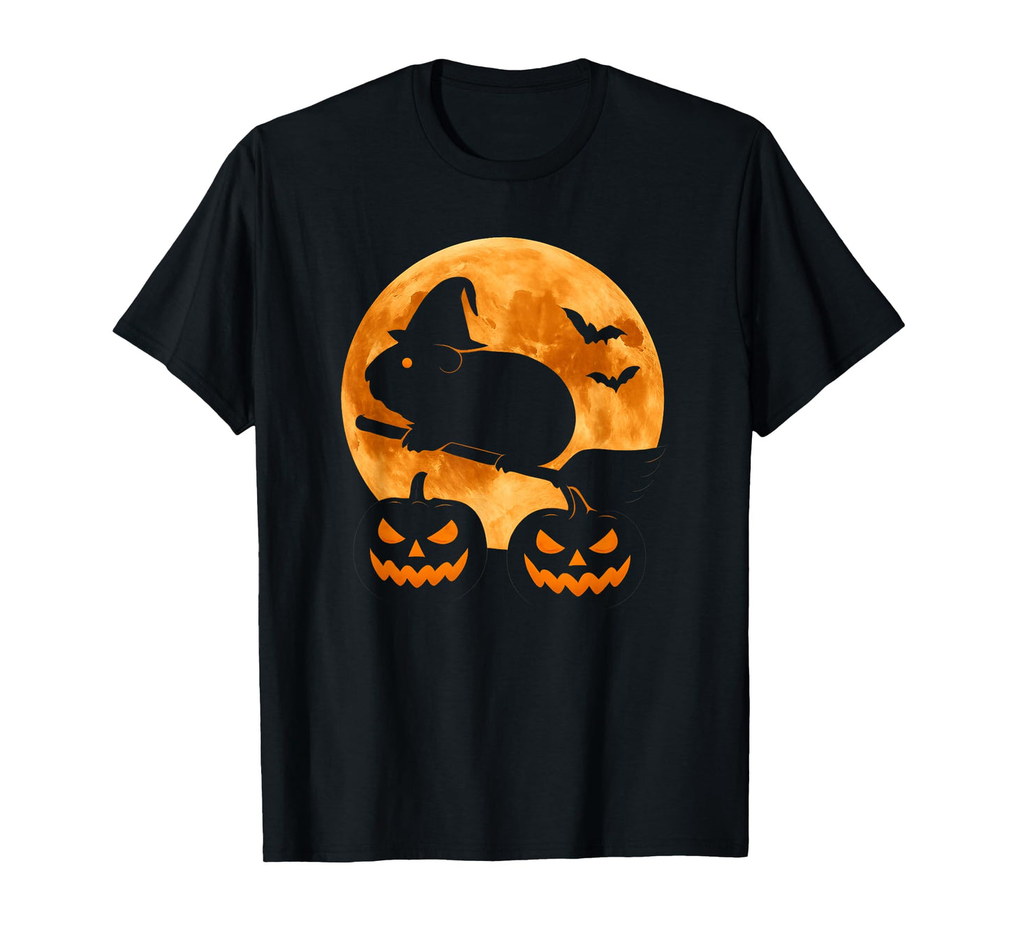 Halloween Guinea Pig Witch Cute Moonlit Broom Ride T-Shirt