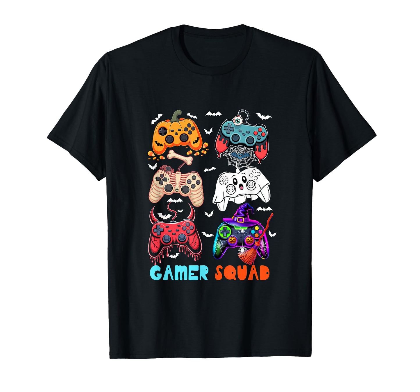 Gamer Halloween Squad Horror Collection Game Controllers T-Shirt