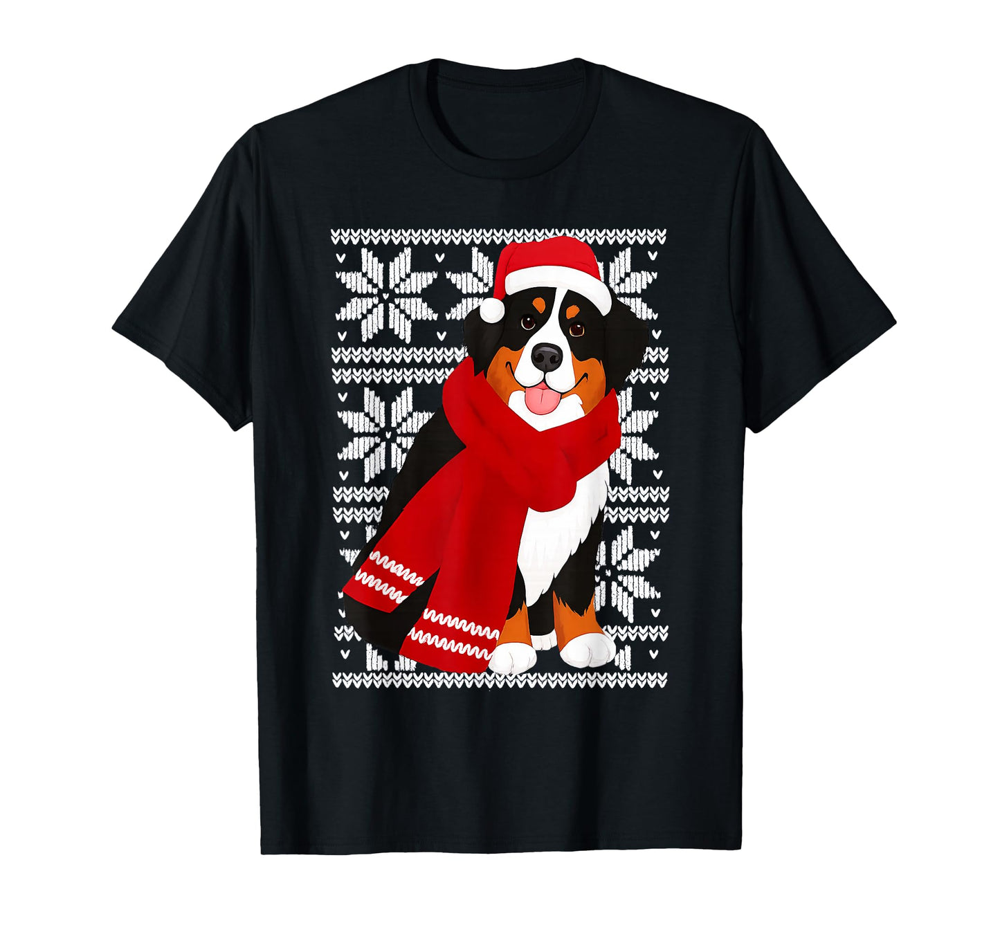 Bernese Mountain Dog Ugly Christmas Holiday Dog Lover T-Shirt