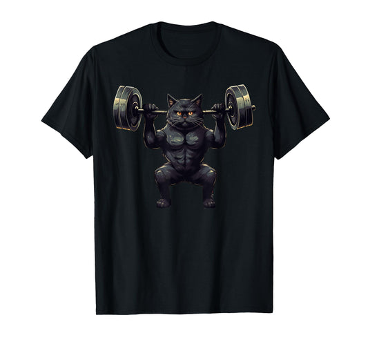 Black Cat Powerlifting Weightlifting Gym Workout Men Women Kids T-Shirt