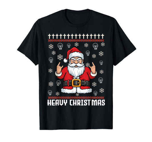Hail Santa Pagan Happy Solstice Metal Christmas Santa Rocker T-Shirt