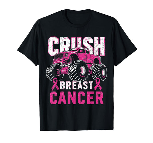 Monster Truck Pink Breast Cancer Awareness Kids Toddler Boys T-Shirt