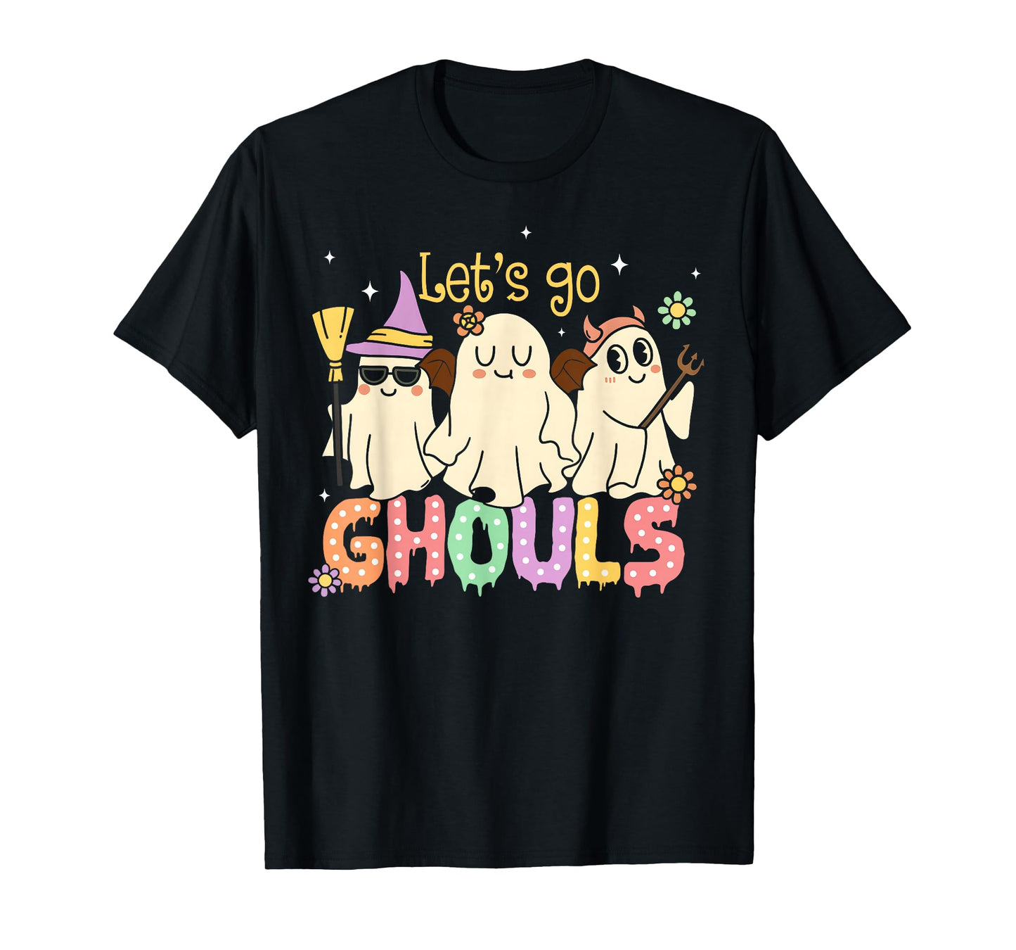 Let's Go Ghouls Halloween Ghost Retro Groovy Outfit Costume T-Shirt