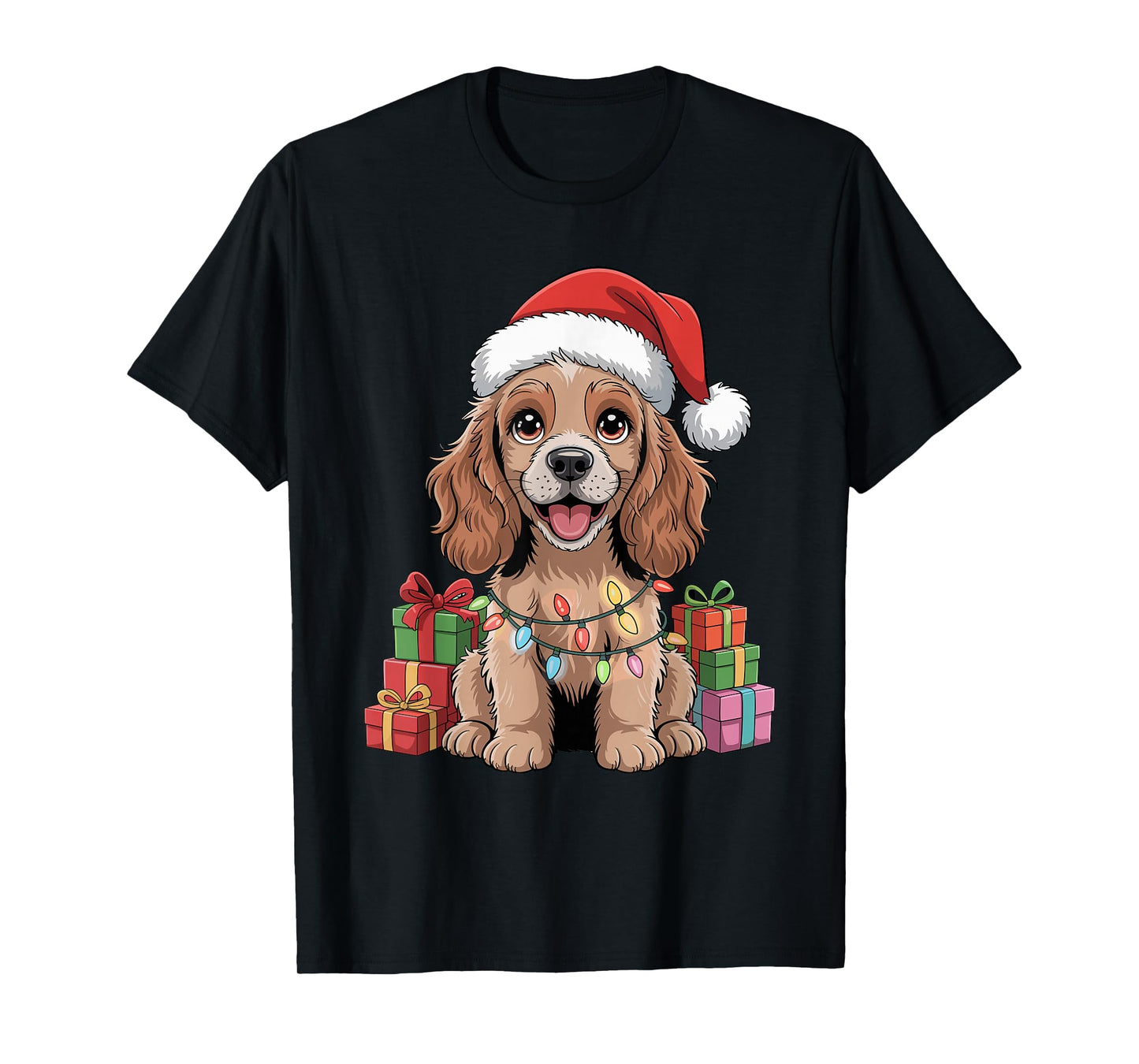 Cocker Spaniel Santa Hat Christmas Xmas Dog Lovers Holiday T-Shirt