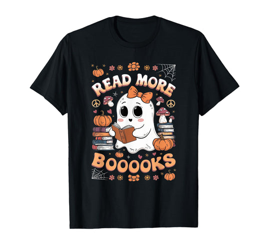 Read More Books Boo Ghost Halloween Reading Books Teacher T-Shirt