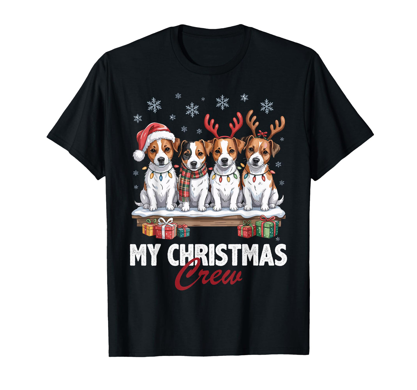 Jack Russell Christmas Crew Funny Dog Lovers Holiday Pajama T-Shirt