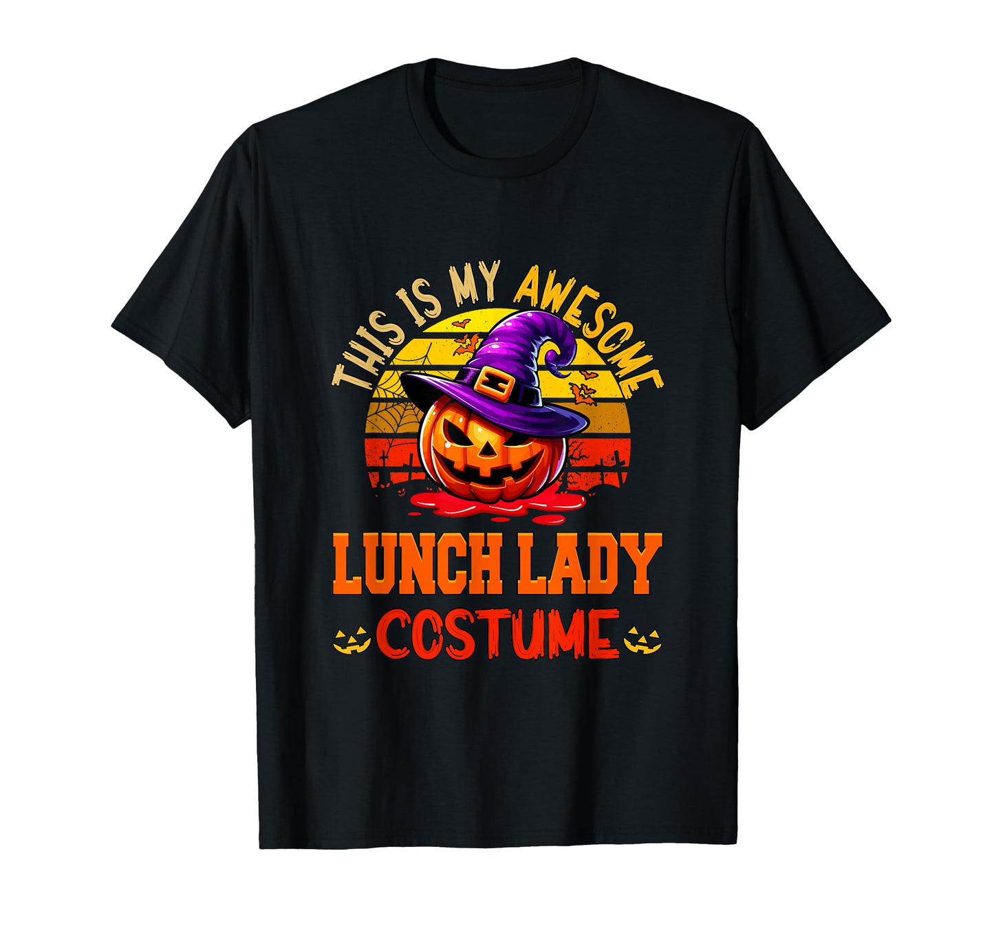 Vintage My Awesome Lunch Lady Costume Witch Carved Pumpkin T-Shirt