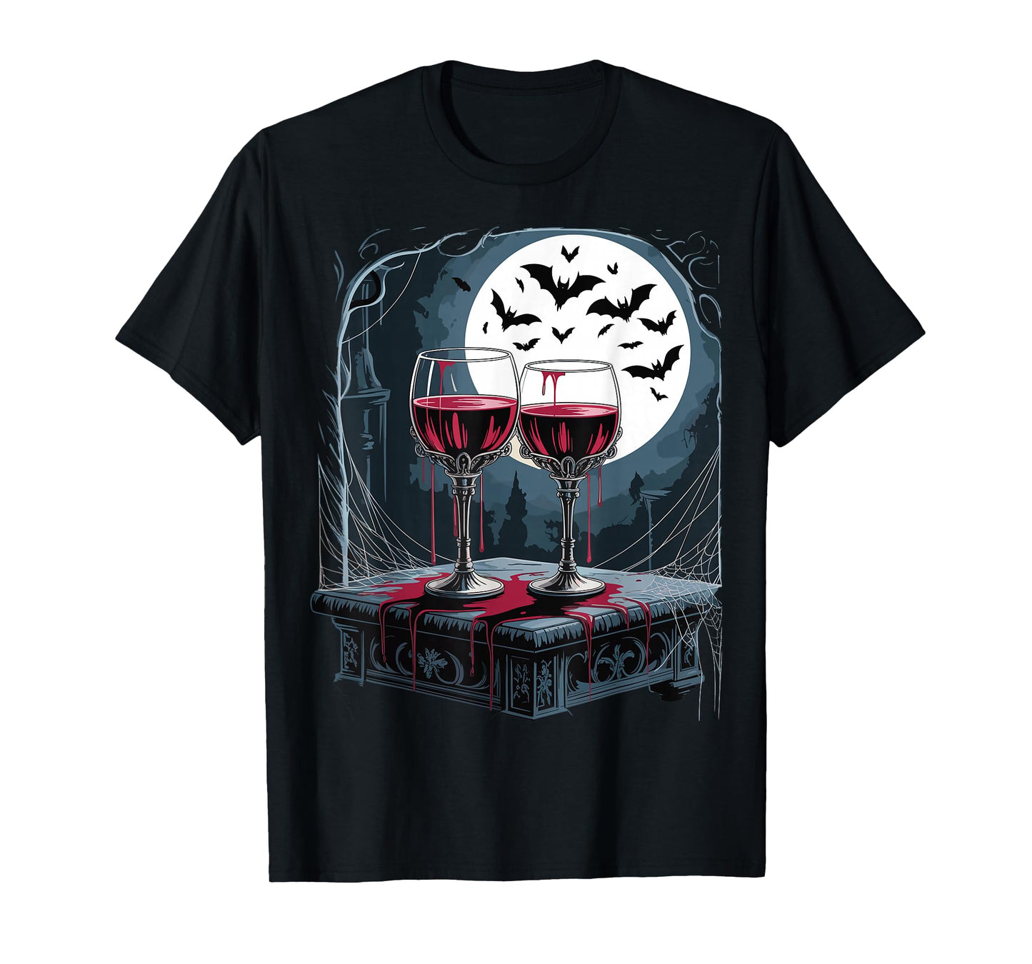 Glasses of Wine Halloween Costume Funny Spooky Tee T-Shirt