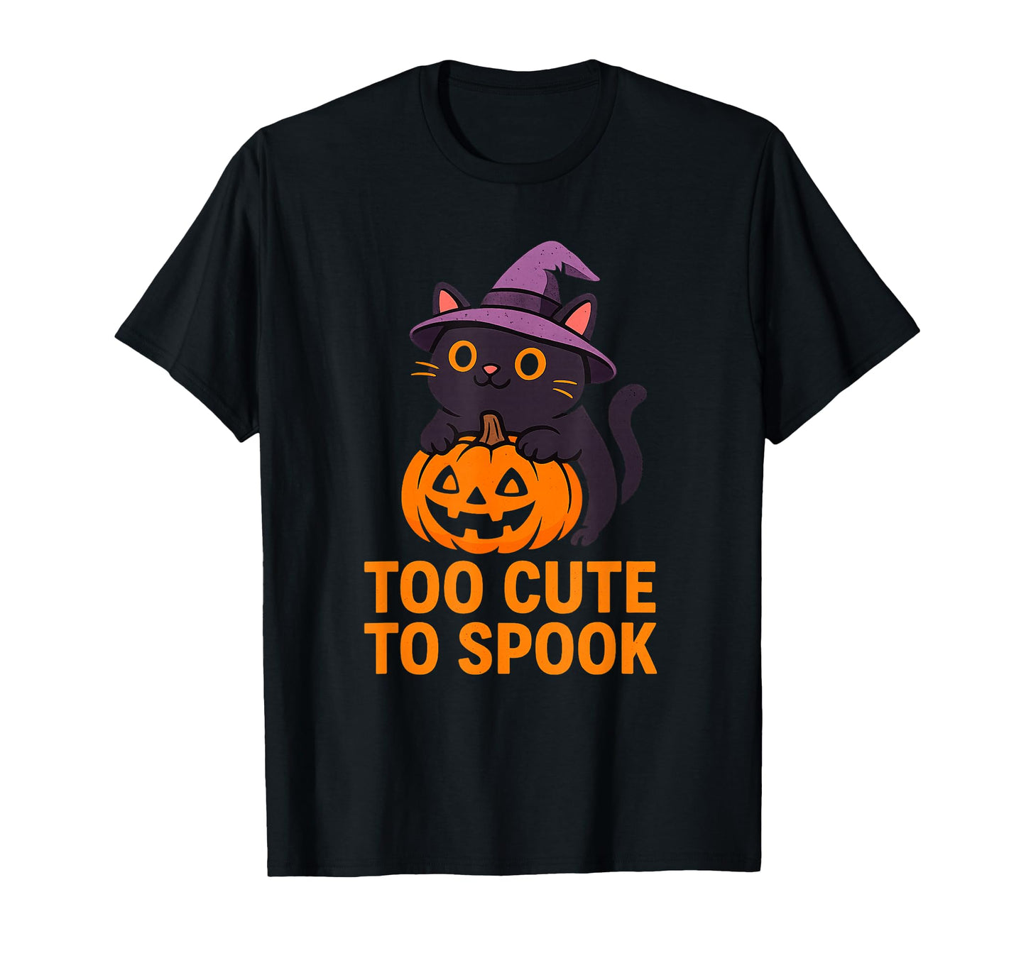 Too Cute to Spook Halloween Black Cat T-Shirt T-Shirt