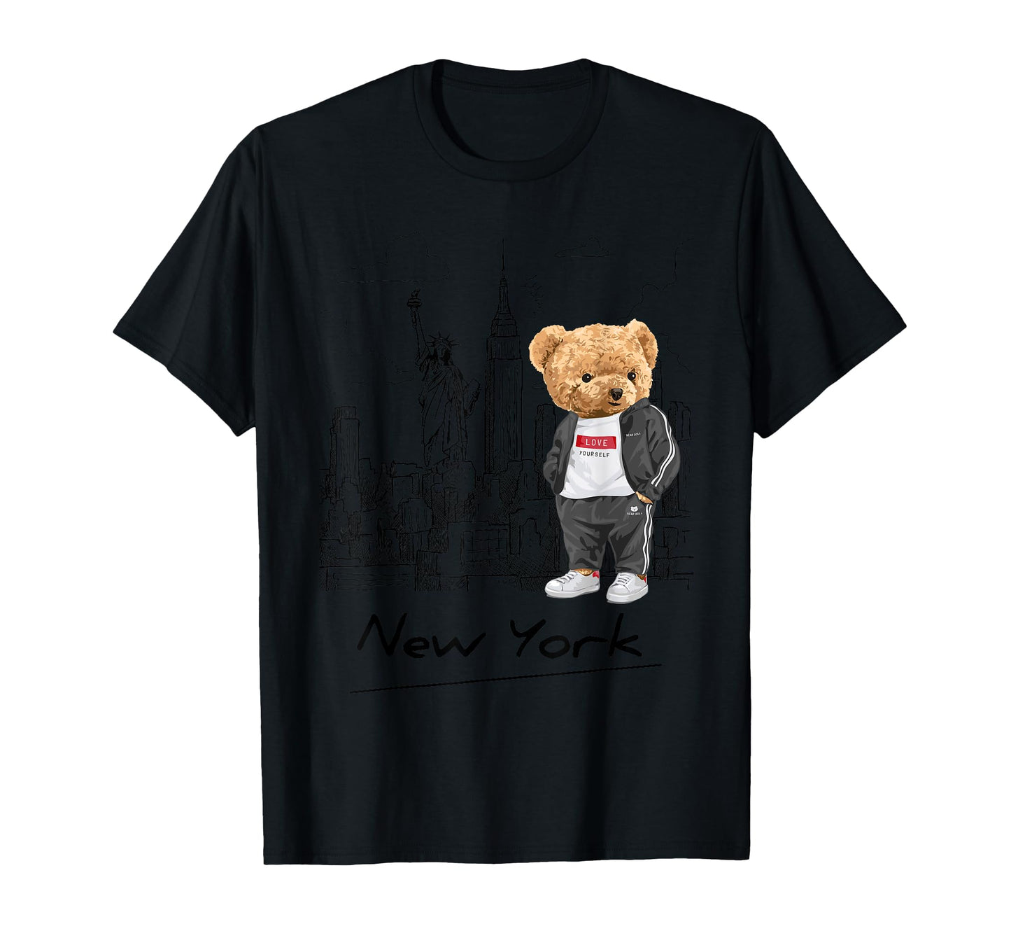 Cool New York City Teddy Bear Illustration Graphic Designs T-Shirt