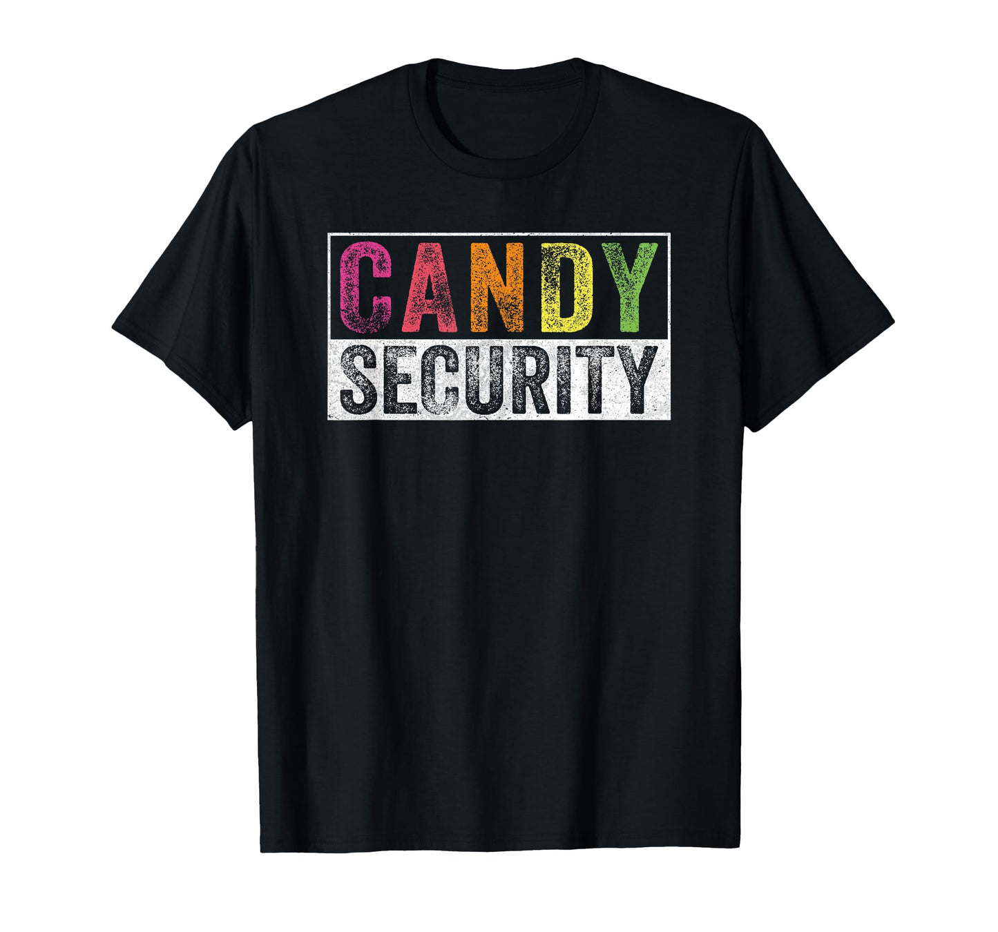 Retro Vintage Candy Security Ghost For Halloween Unisex-Adults, Kids Black Short Sleeve T-Shirt