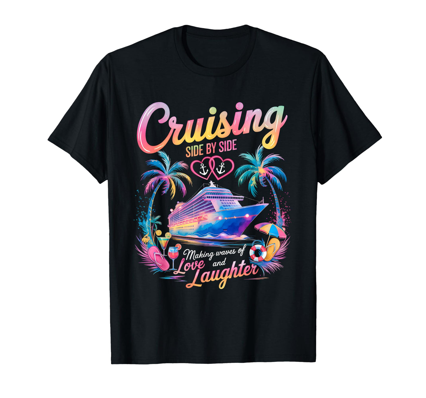 Cruising Side by Side Husband Wife Love Cruise Couple T-Shirt
