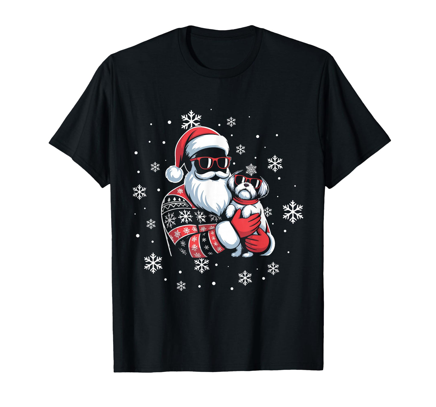 Schnauzer Dog Santa Happy Christmas Funny Ugly Christmas T-Shirt