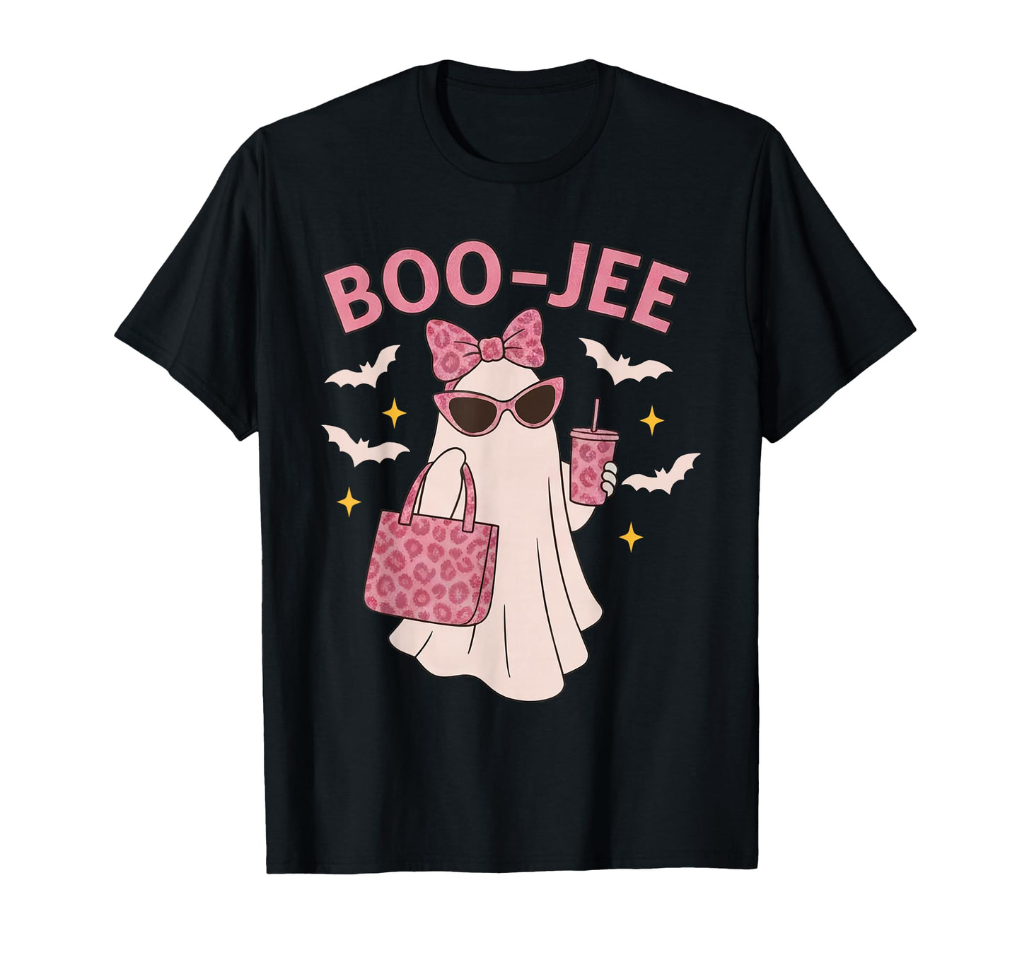 Coquette Leopard Ghost Coffee Boo-JEE Halloween Boujee Ghost T-Shirt