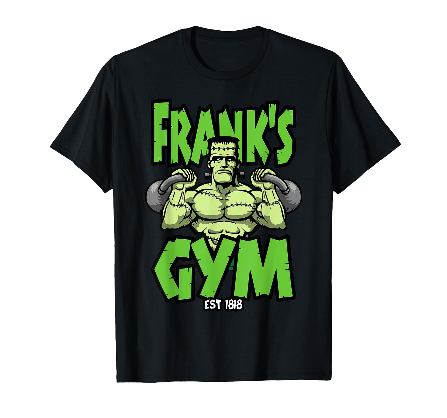 Frankenstein Kettlebell Fitness Gym Halloween Workout T-Shirt