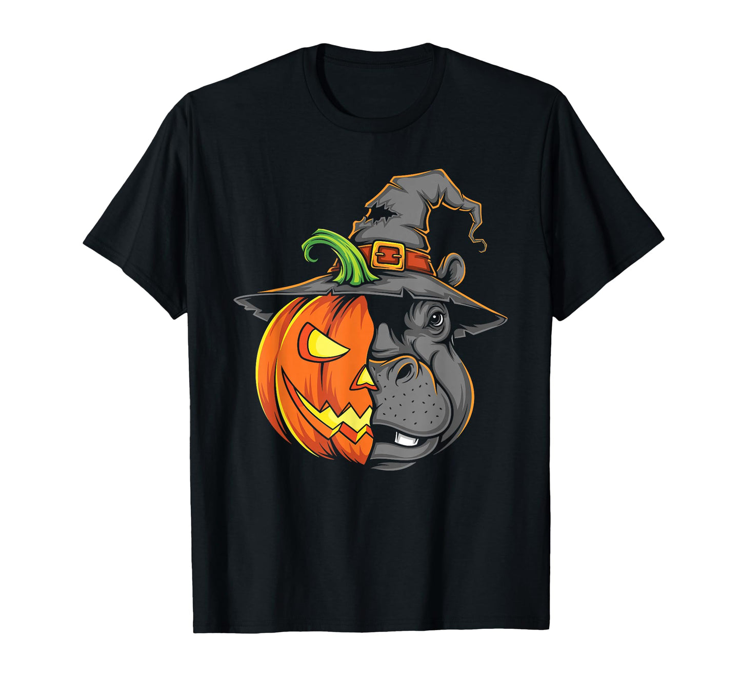 Hippo Pumpkin Jack O Lantern Halloween Kids Mens Womens T-Shirt