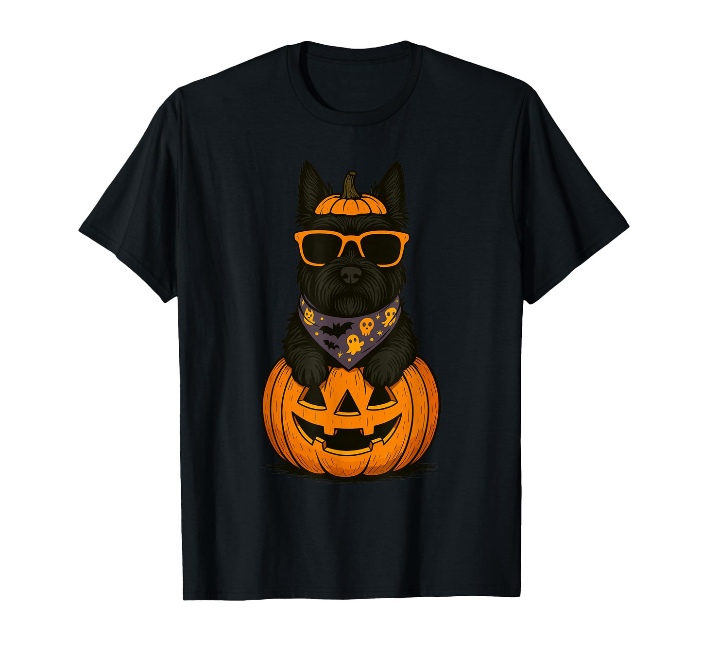 Spooky Scottish Terrier Pumpkin Halloween Scottie Dog Lover T-Shirt