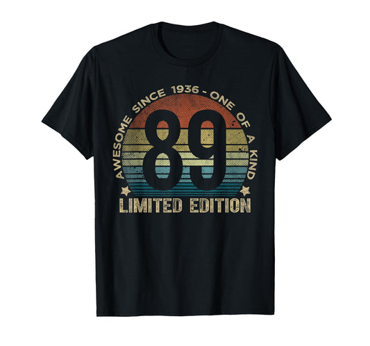 89 Year Old Gifts Vintage 1936 Limited Edition 89th Birthday T-Shirt