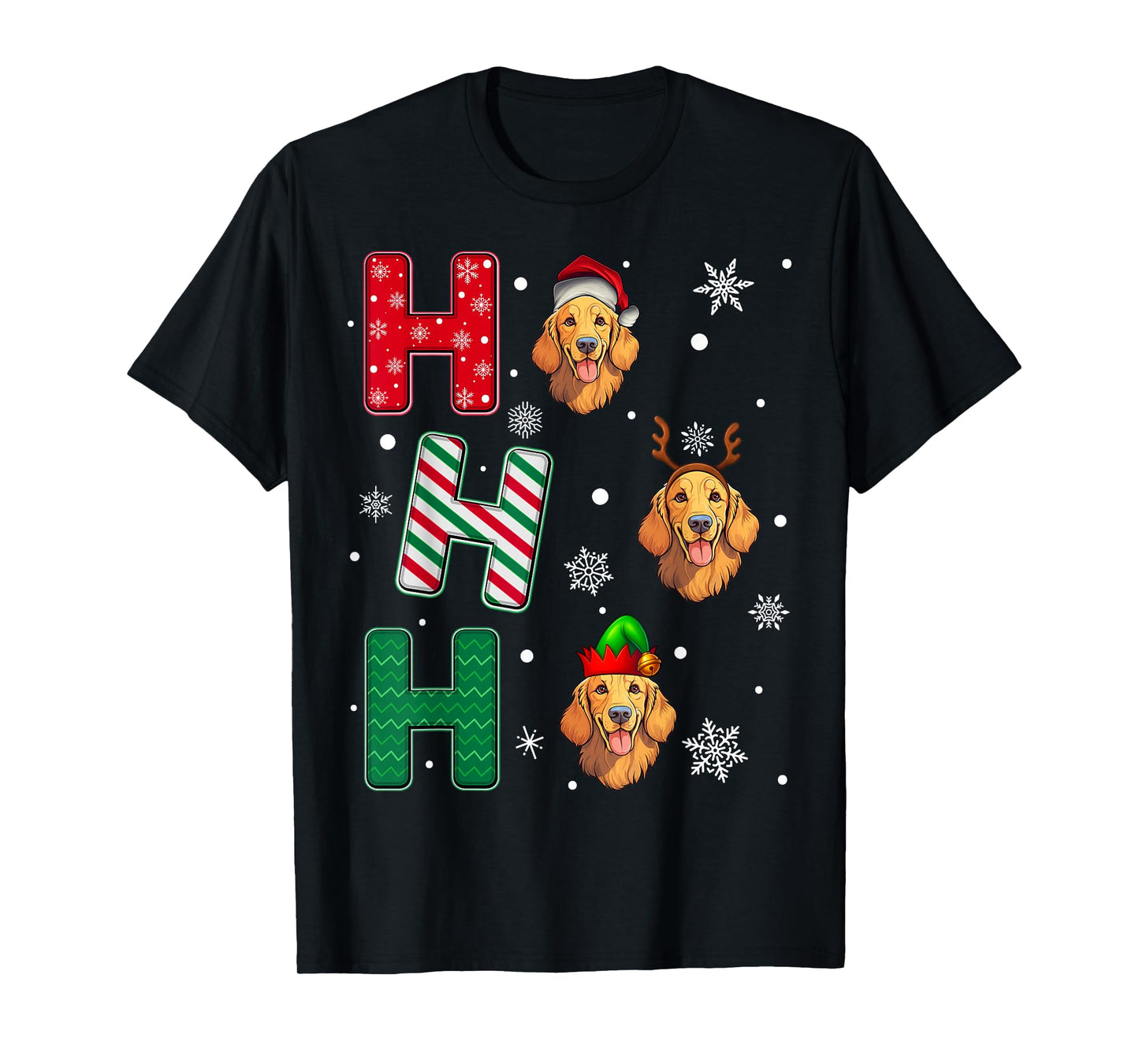 Ho Ho Ho Golden Retriever Dog Lover Christmas Santa Elf Xmas T-Shirt