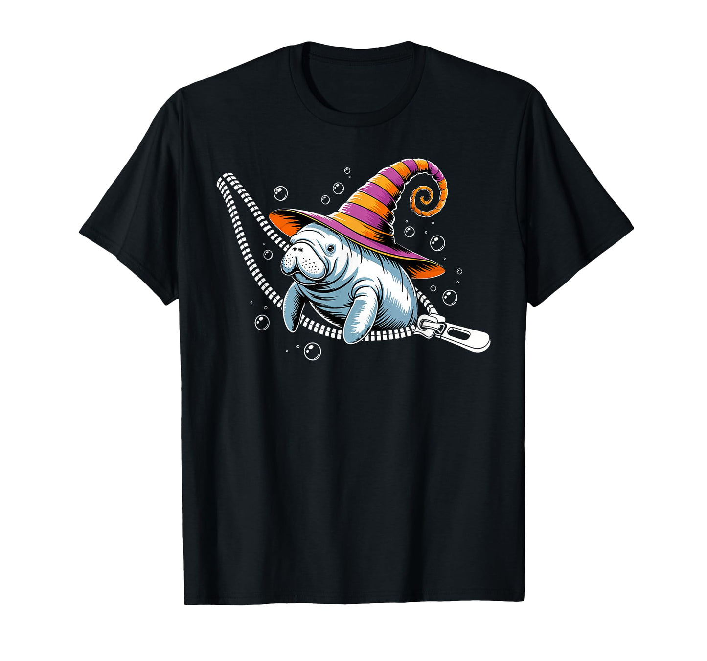 Halloween Manatee Witch Emerging from A Zipper Costume Kids T-Shirt