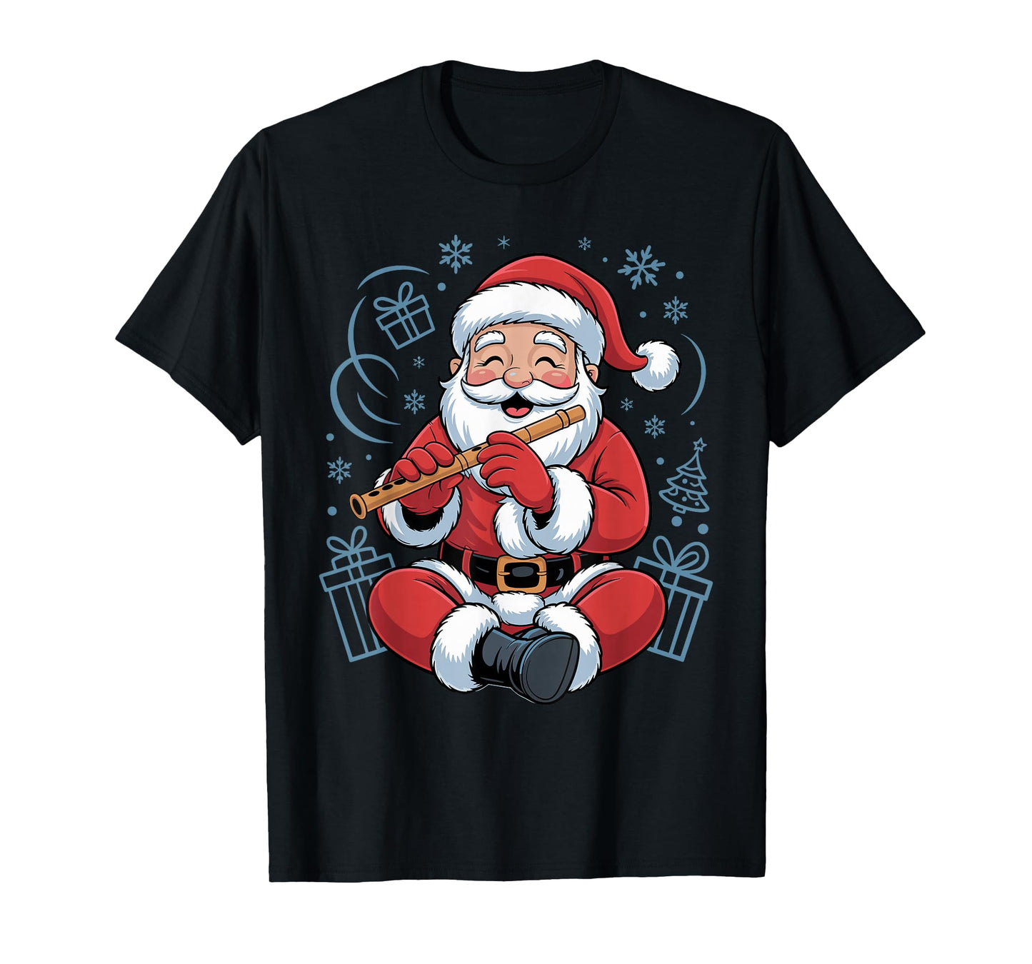 Funny Santa Christmas Design Flute Holiday Xmas Pajama T-Shirt