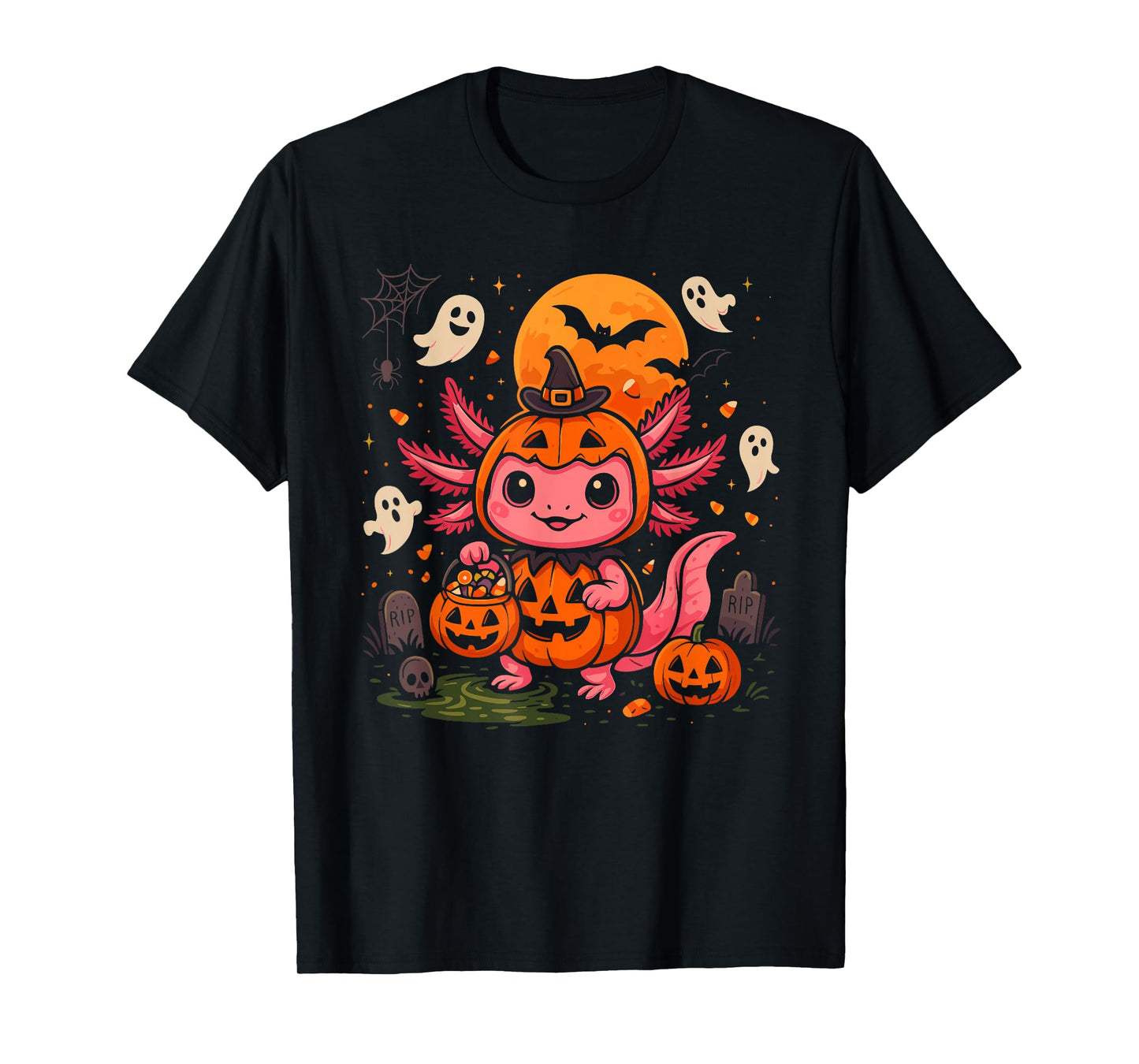 Cute Halloween Axolotl Spooky Animal Halloween Costume T-Shirt