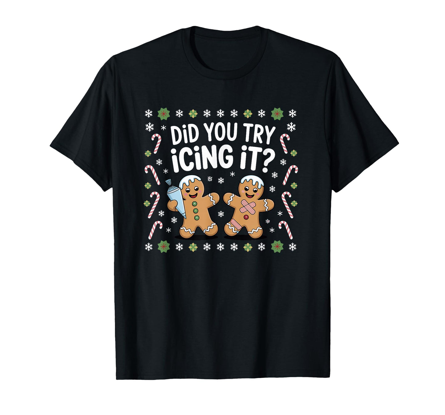 Did You Try Icing It Retro Christmas Gingerbread Nurse Squad T-Shirt