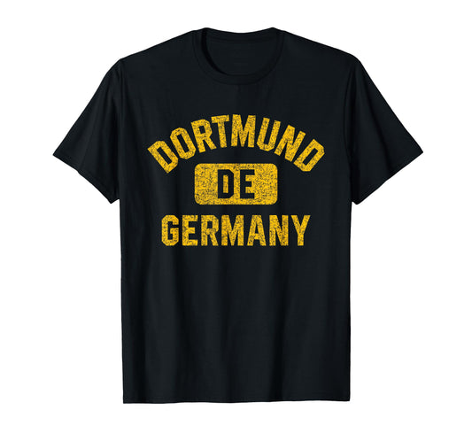 Dortmund Germany DE Gym Style Distressed Amber Print T-Shirt