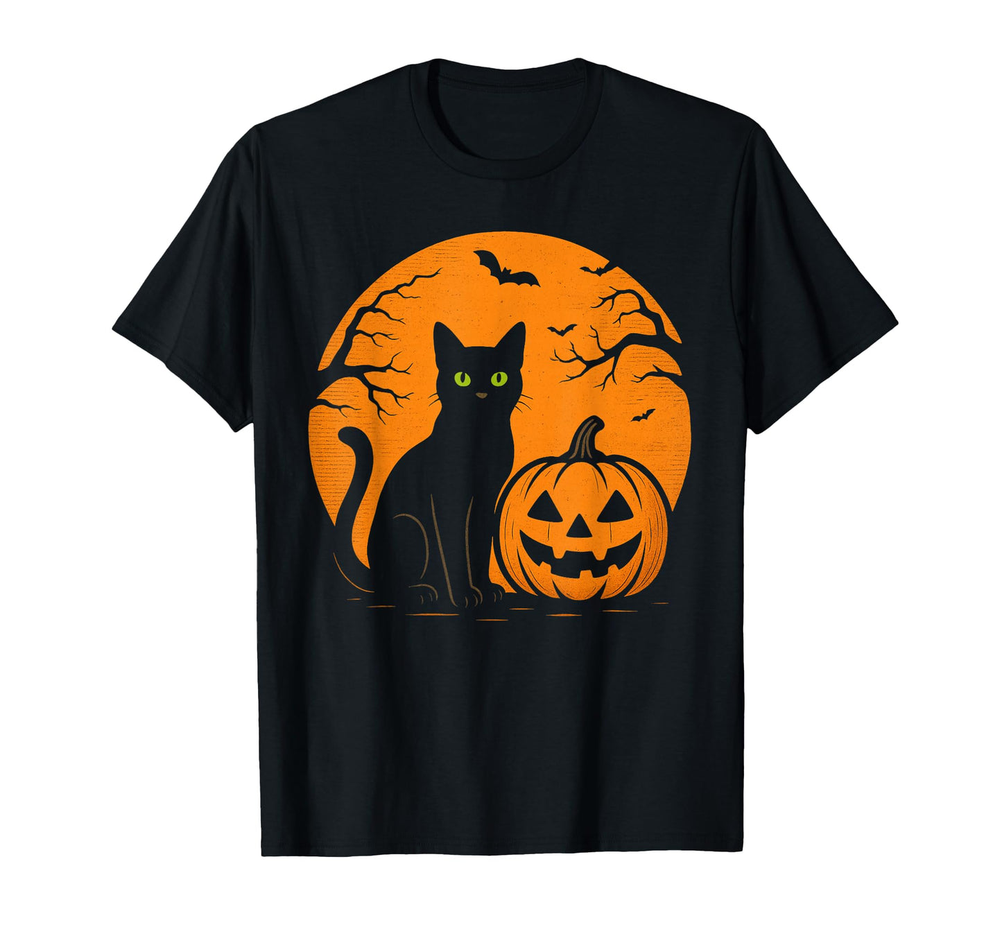 Retro Black Cat Pumpkin Halloween Costume Fall Autumn Season T-Shirt