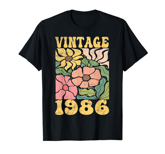 39 Years Old Vintage 1986 39th Women Birthday Wildflower T-Shirt