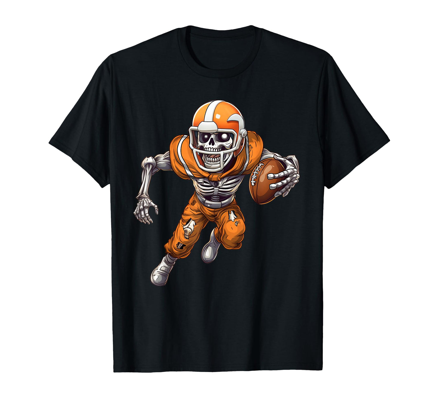 Funny Halloween Shirts Men Boys Skeleton Playing Football T-Shirt