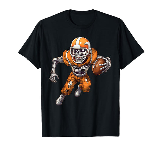 Funny Halloween Shirts Men Boys Skeleton Playing Football T-Shirt