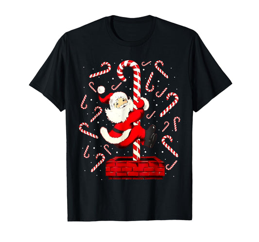 Candy Cane Christmas Santa Funny Lights Xmas Men Women Kids T-Shirt