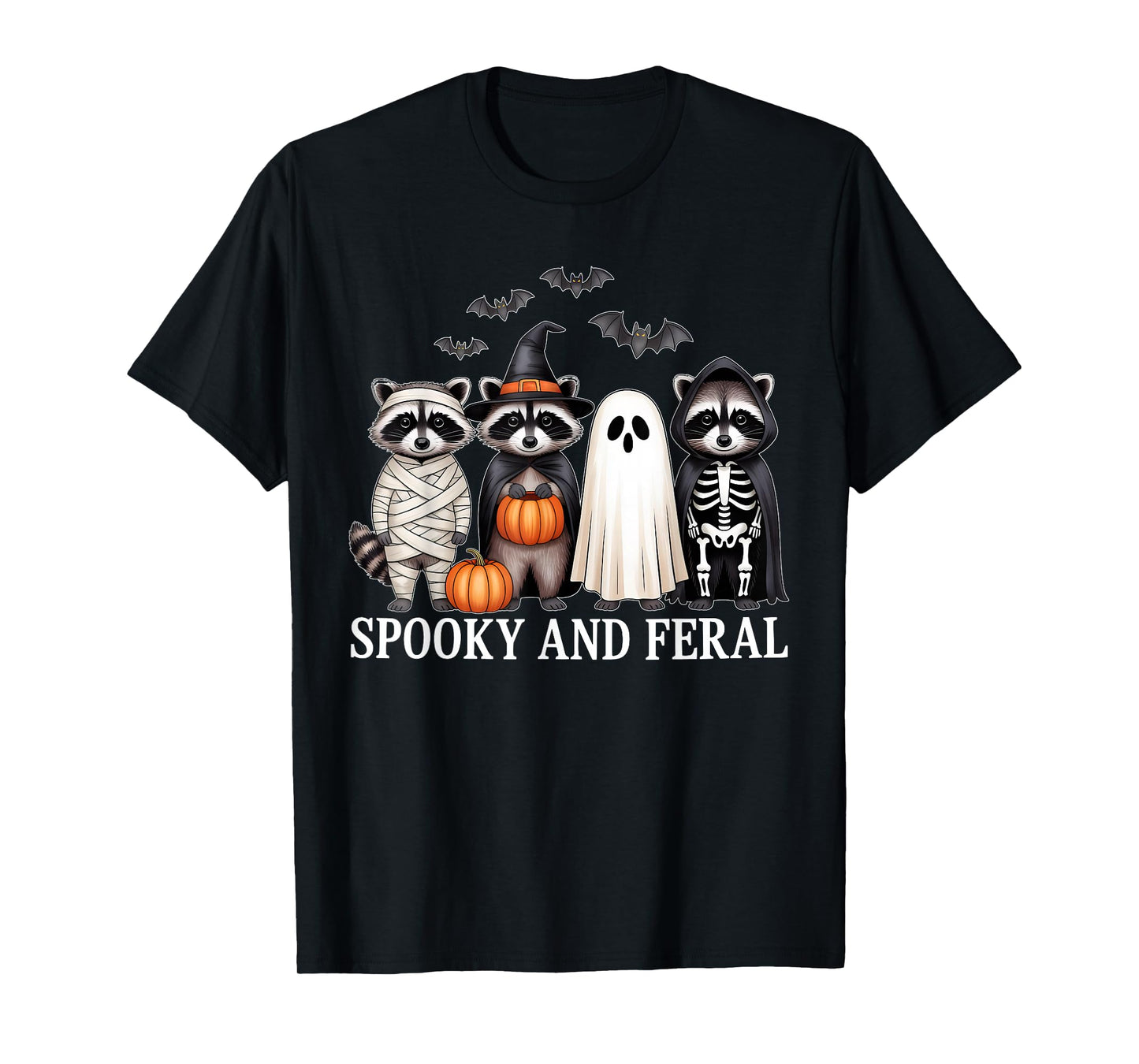 Spooky And Feral Raccon Halloween Costume For Raccon Lover T-Shirt