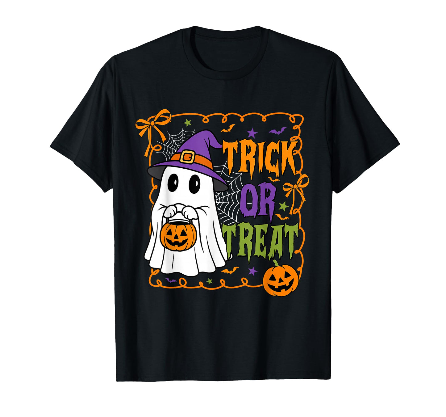 Trick Or Treat Happy Halloween Pumpkin Ghost Boy Girl Kids T-Shirt