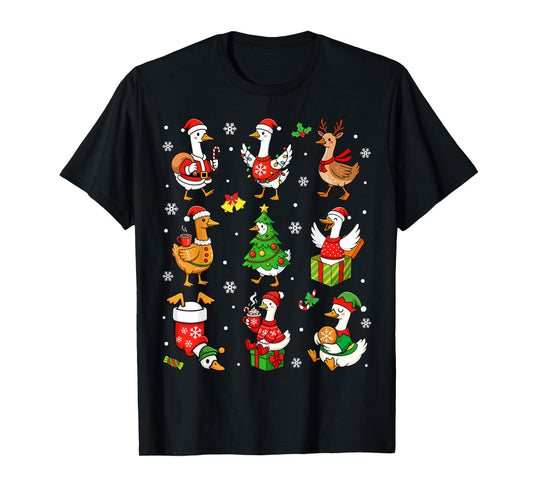 Cute Silly Goose Santa Christmas Merry Goosemas Xmas Kids T-Shirt