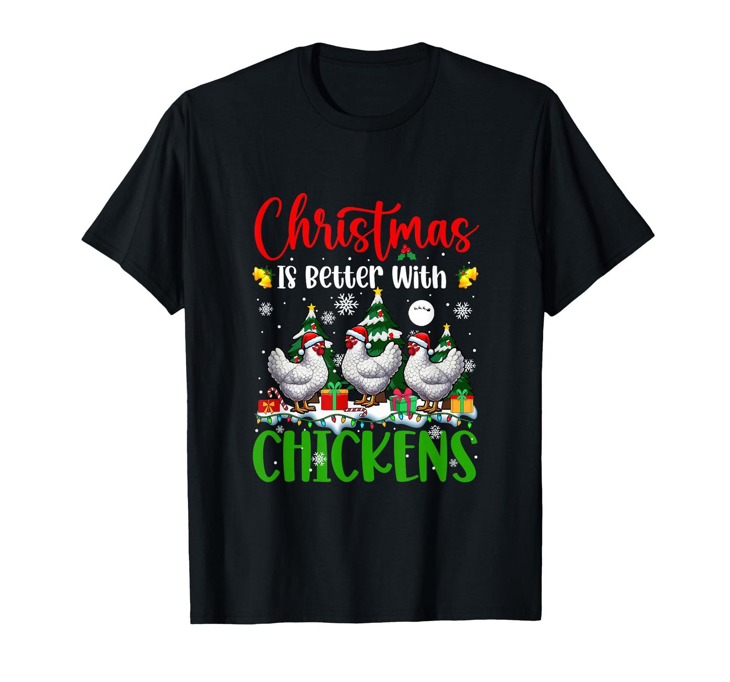 Xmas is Better Funny Joke Chickens Lover Christmas Tree T-Shirt
