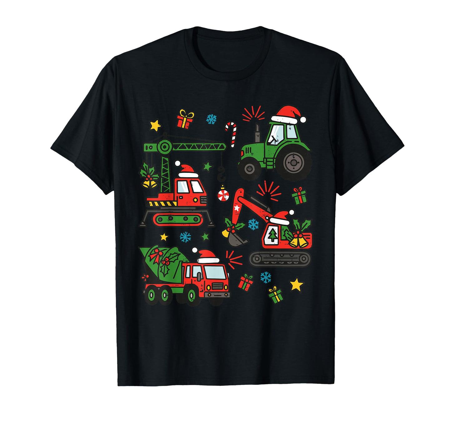 Christmas Construction Trucks Xmas Santa Toddler Kids Boys T-Shirt