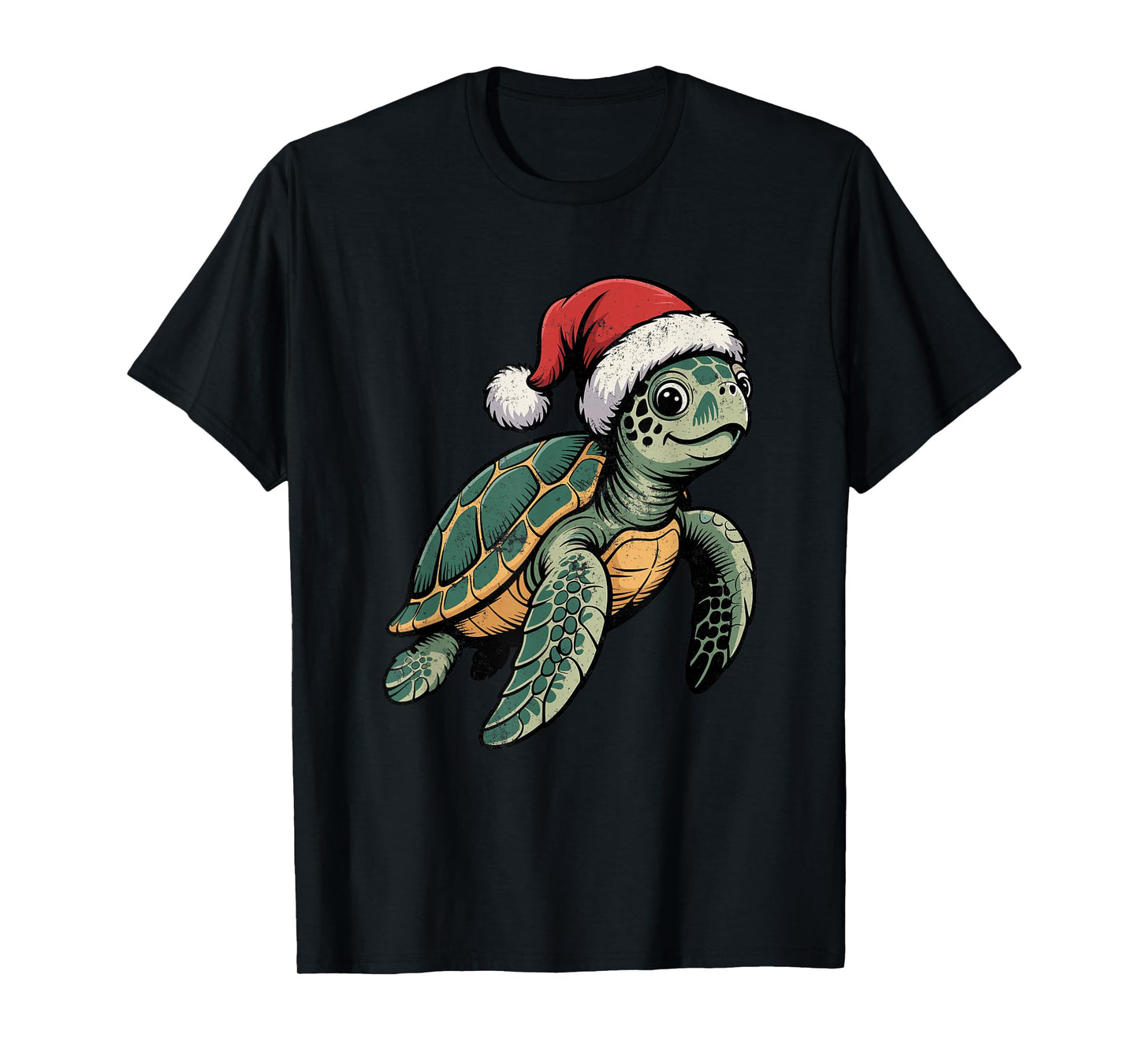 Sea Turtle Santa Hat Christmas Vintage Animal Lovers Holiday T-Shirt