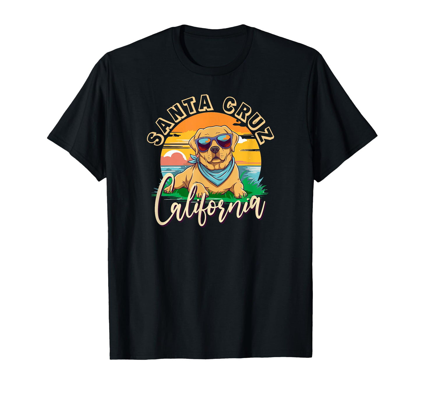 Retro Santa Cruz California Beach Labrador Dog Breed T-Shirt