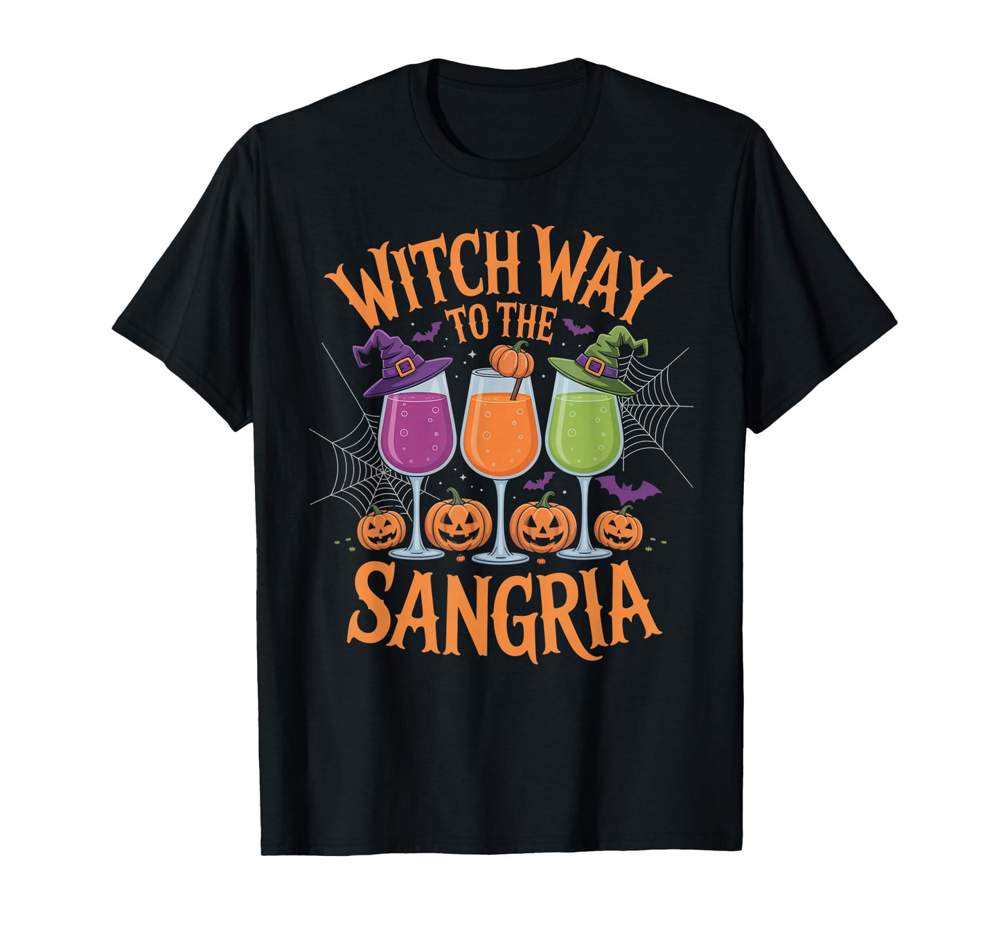 Witch Way to The Sangria Funny Halloween Wine Lover Outfit T-Shirt