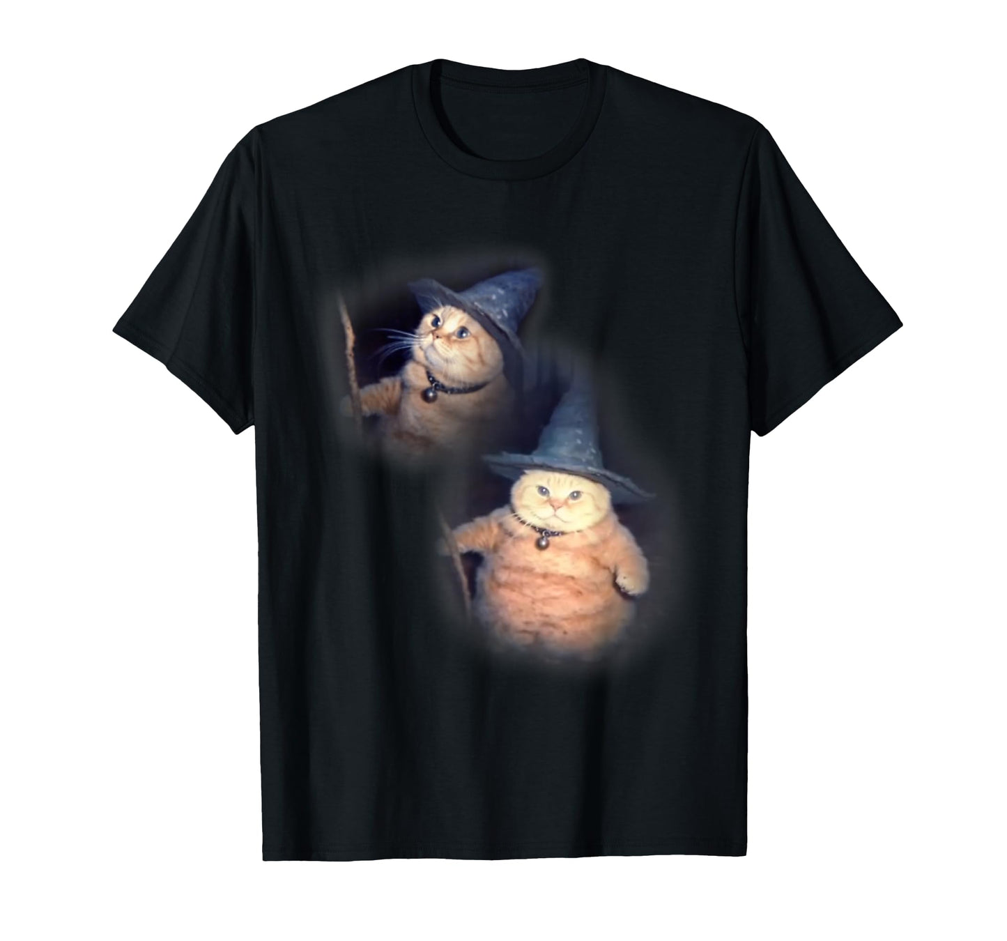 Vintage 90s Wizard Cat Weird Funny Halloween Cat Meme T-Shirt